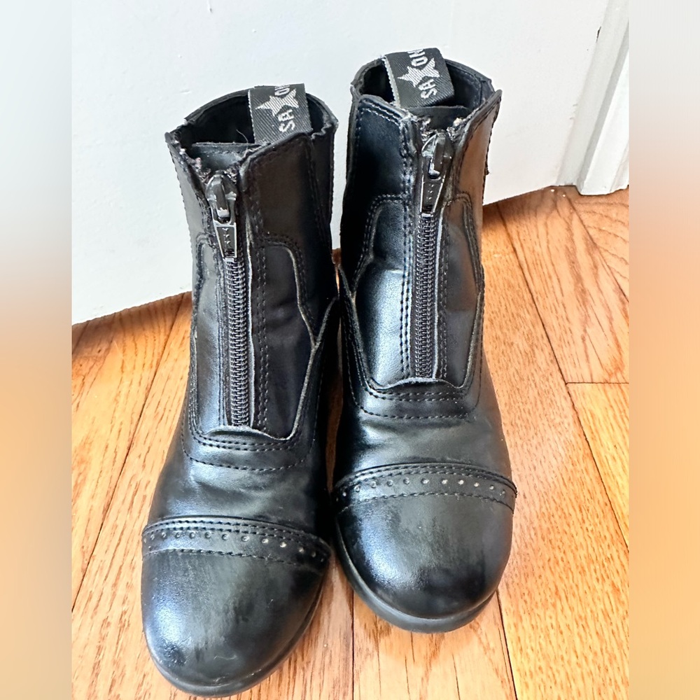 Girls Saxon Horseback Riding Paddock Boots - Black - Size 13